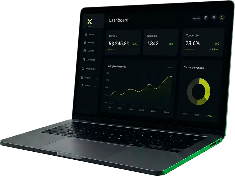 Dashboard da Nextyg exibido em um notebook